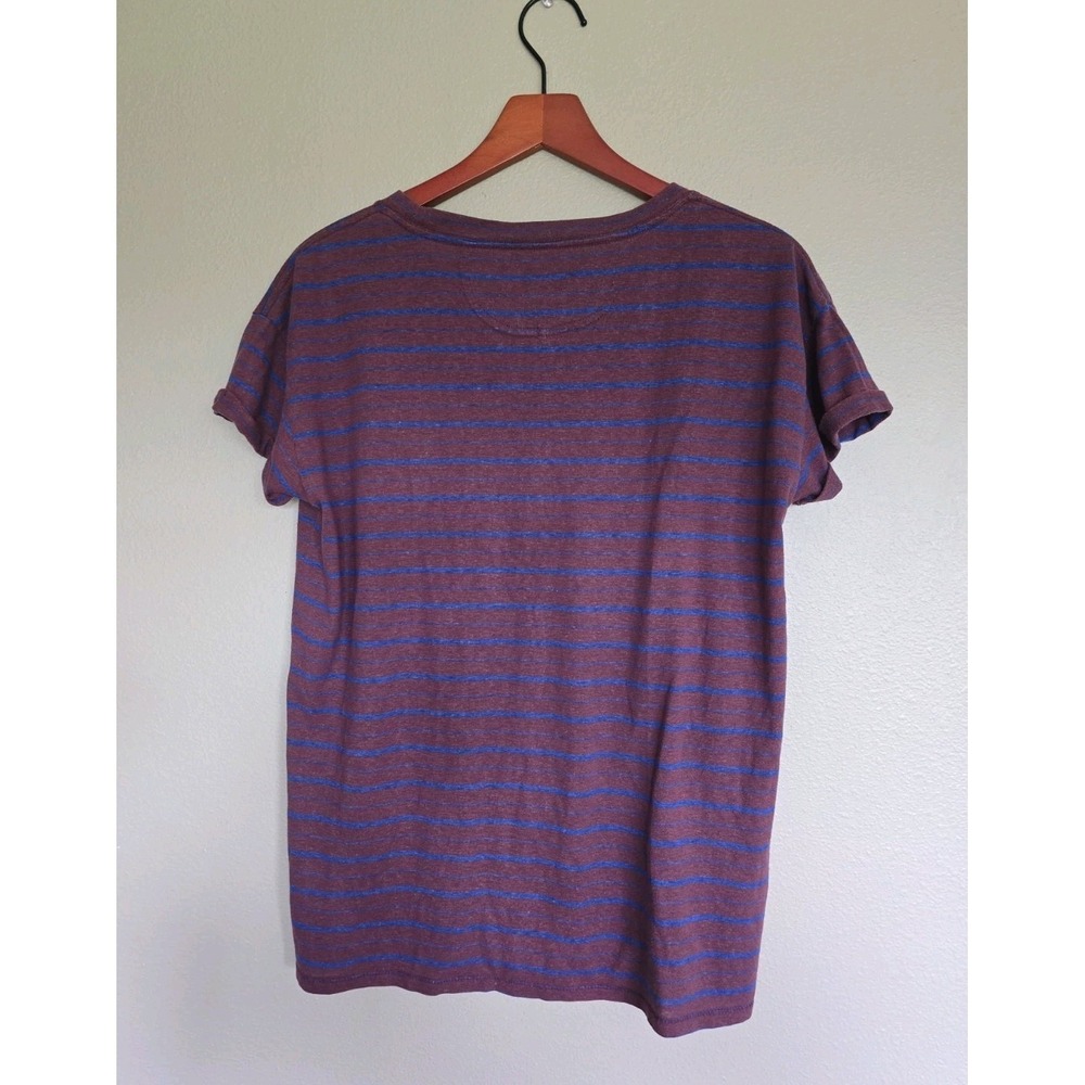 Prana Women's Colorful Stripe Rolled Short Sleeve Hem Cozy Up Tee Shirt Medium M - Picture 3 of 7